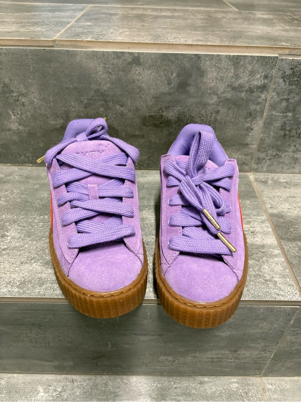 PUMA x Fenty Creeper Phatty Womens Casual Shoes School, Purple Suede Size 7.5